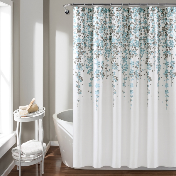 blue gray shower curtain
