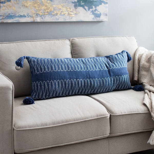 Vintage Indigo Striped Accent Pillow With Tassels Kirklands