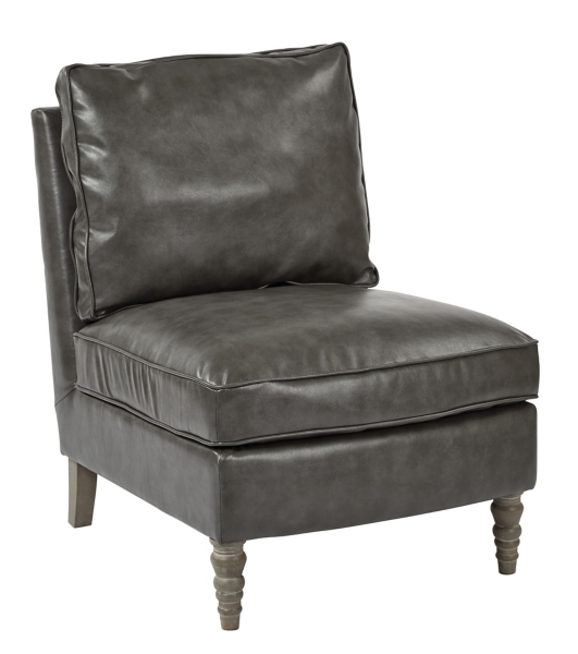 Pewter Bonded Leather Armless Mardel Accent Chair Kirklands