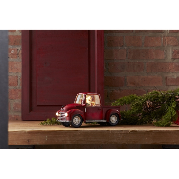 Pre Lit Led Santa In Vintage Red Truck Snow Globe Kirklands