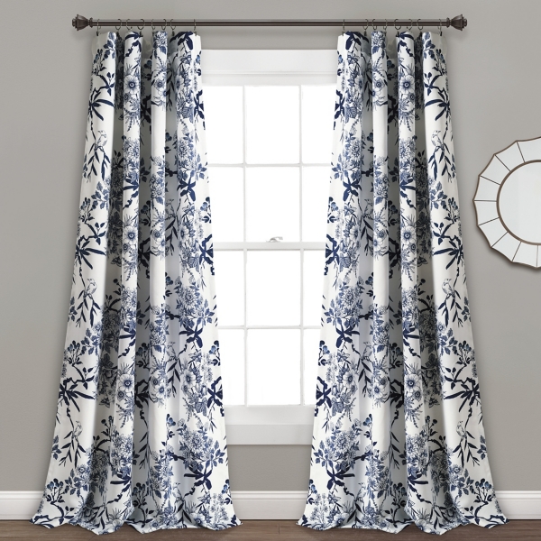 Navy Botanical Garden Curtain Panel Set 95 In Kirklands