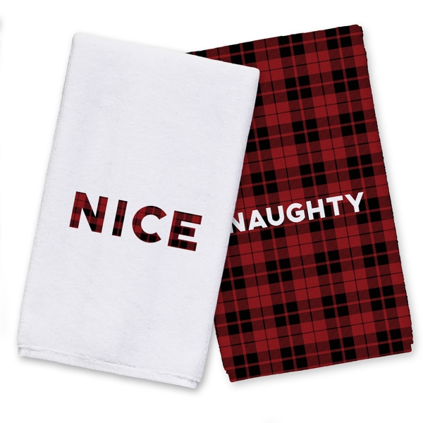 Naughty And Nice Plaid Kitchen Towels Set Of 2 Kirklands