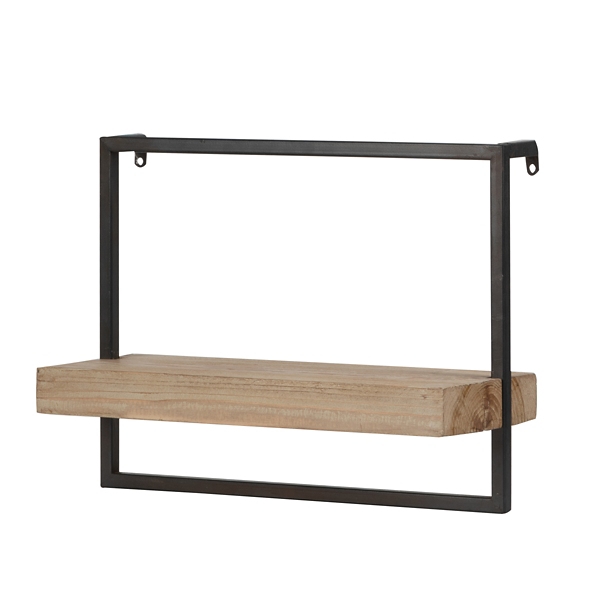 Wood And Black Metal Wall Shelf 15 7 In Kirklands