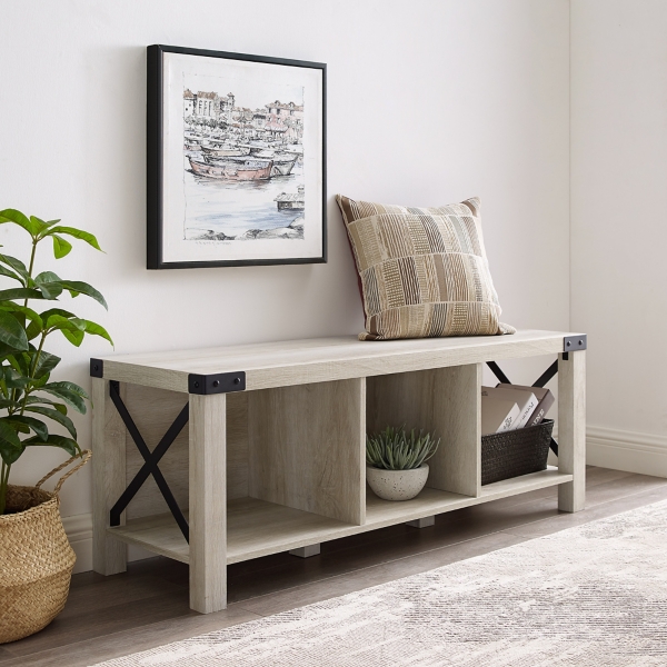 White Oak Farmhouse Storage Bench