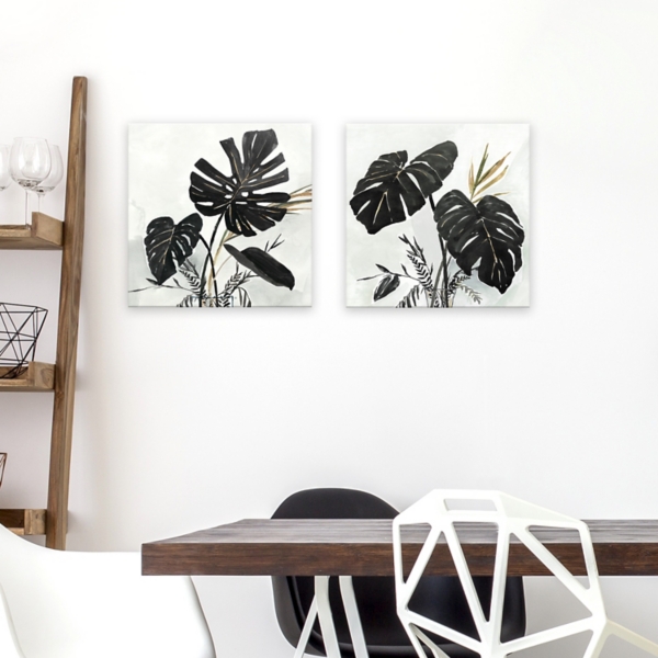 Black Monstera Canvas Art Prints Set Of 2 Kirklands