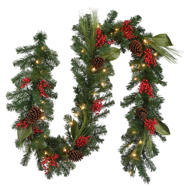 Pre Lit Magnolia Leaves And Berries Garland Kirklands