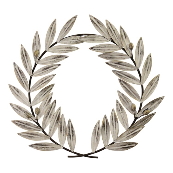 Distressed White Laurel Leaf Metal Wreath Kirklands