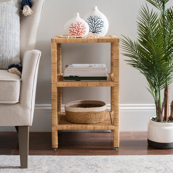 Rattan Accent Table With Shelf Kirklands