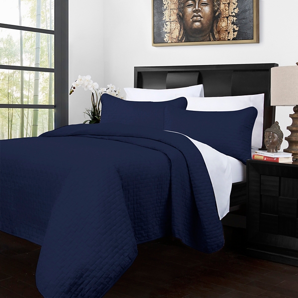 Navy 3 Pc King Quilted Coverlet Set Kirklands