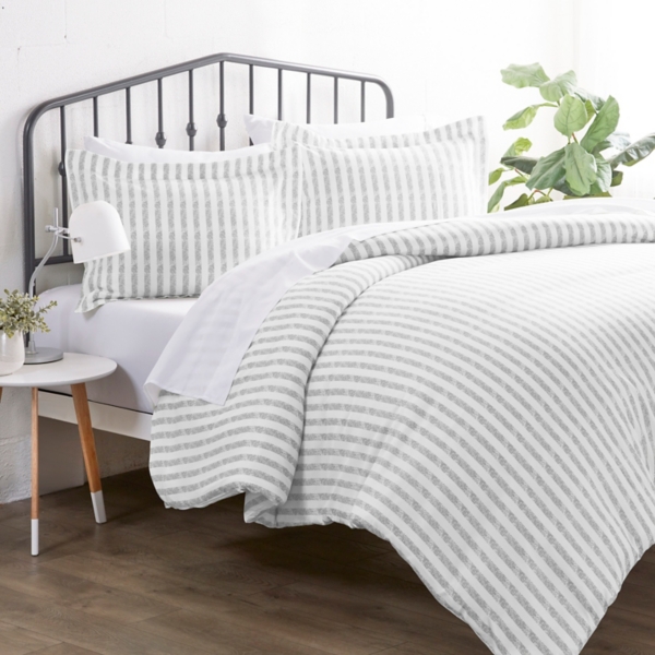 Light Gray Stripes 3 Pc Twin Duvet Cover Set Kirklands