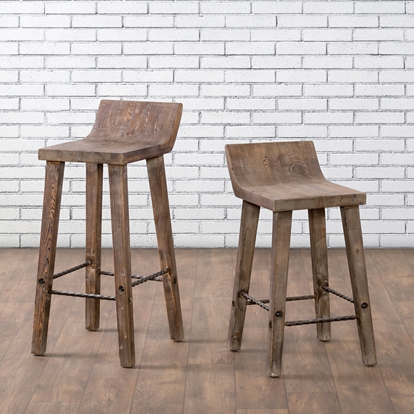Rustic Wooden Low Back Ramsey Barstool Kirklands