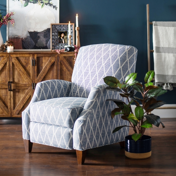 Blue Geometric Push Back Recliner Kirklands