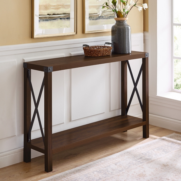 Walnut Rustic Farmhouse X Frame Console Table Kirklands