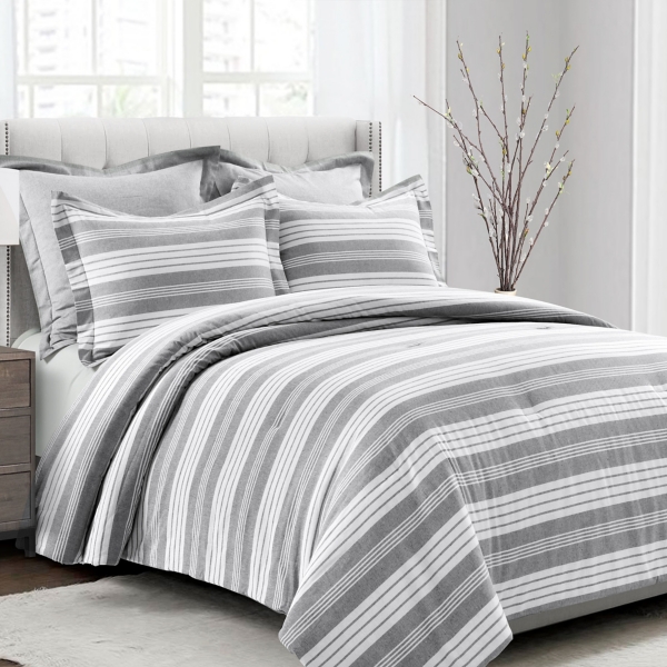 Gray And White Stripe 5 Pc King Comforter Set Kirklands