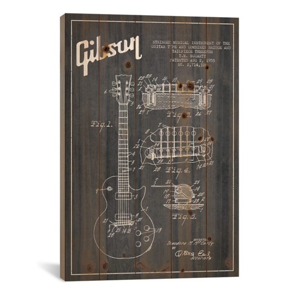 Gibson Blueprint Plank Wood Art Print Kirklands