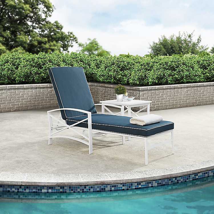 Navy And White Dayton Chaise Lounge Chair Kirklands