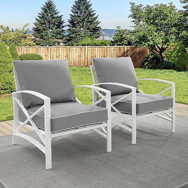 Gray And White Dayton Outdoor Chairs Set Of 2 Kirklands