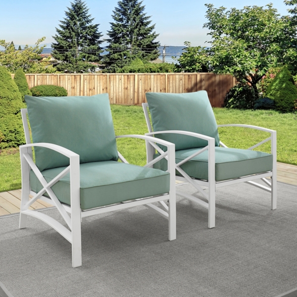 Green And White Dayton Outdoor Chairs Set Of 2 Kirklands