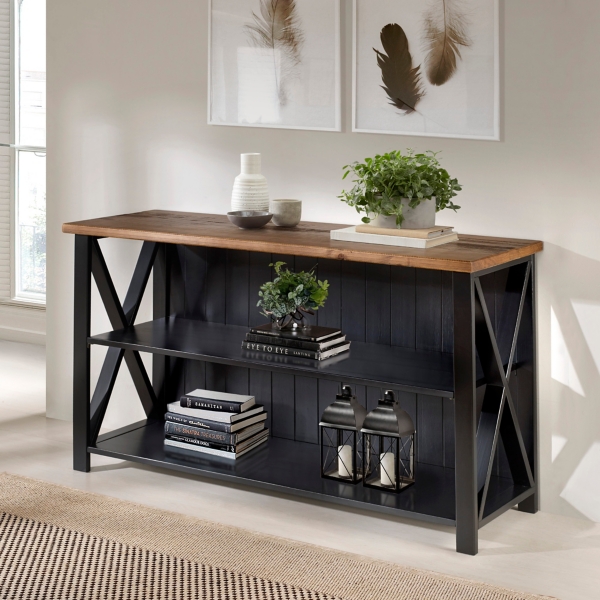 Black Reclaimed Barnwood Farmhouse Console Table Kirklands