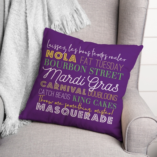 Purple Mardi Gras Quote Throw Pillow Kirklands