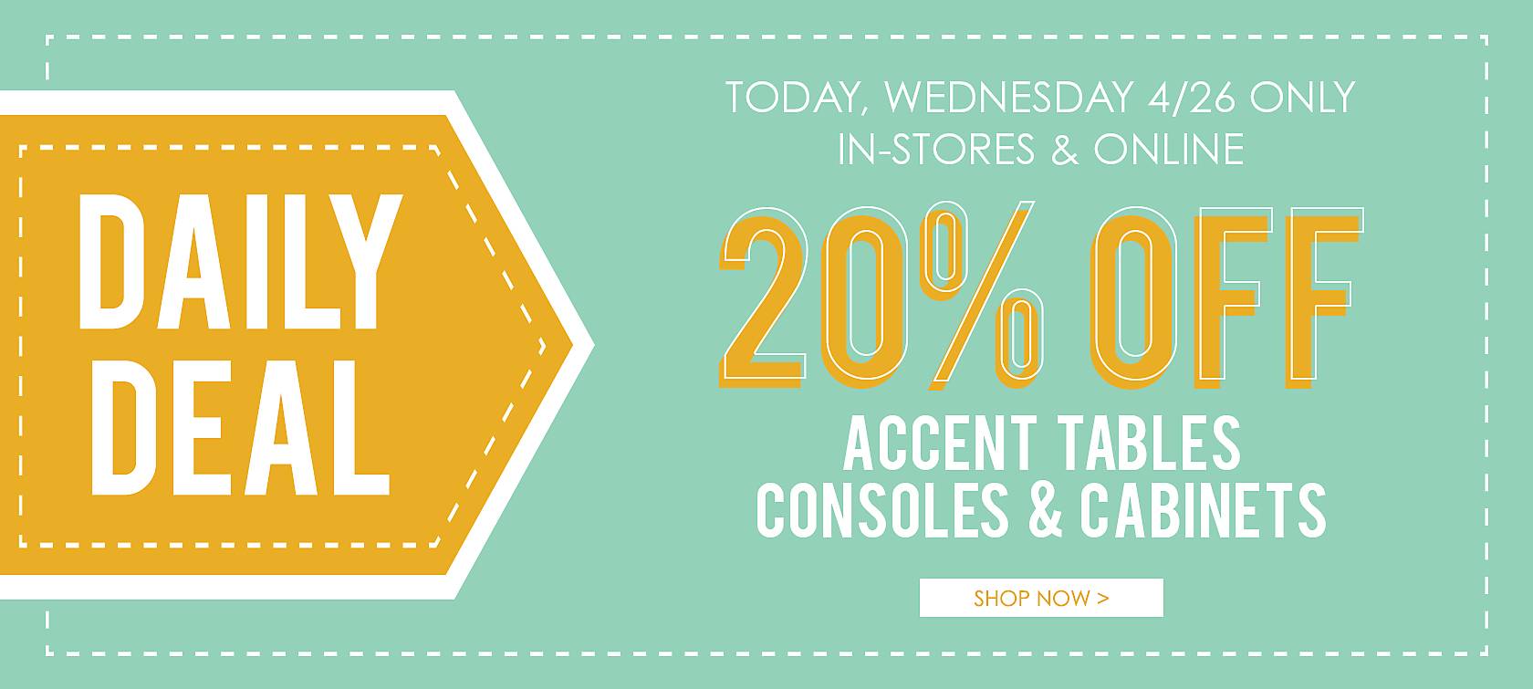 20% Off Accent Tables, Consoles, & Cabinets - Shop Now