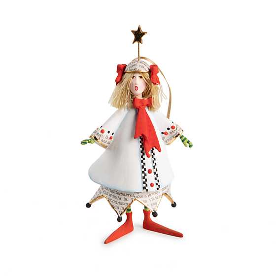 Patience Brewster Pearl with Red Bows Holiday Caroler Ornament image two