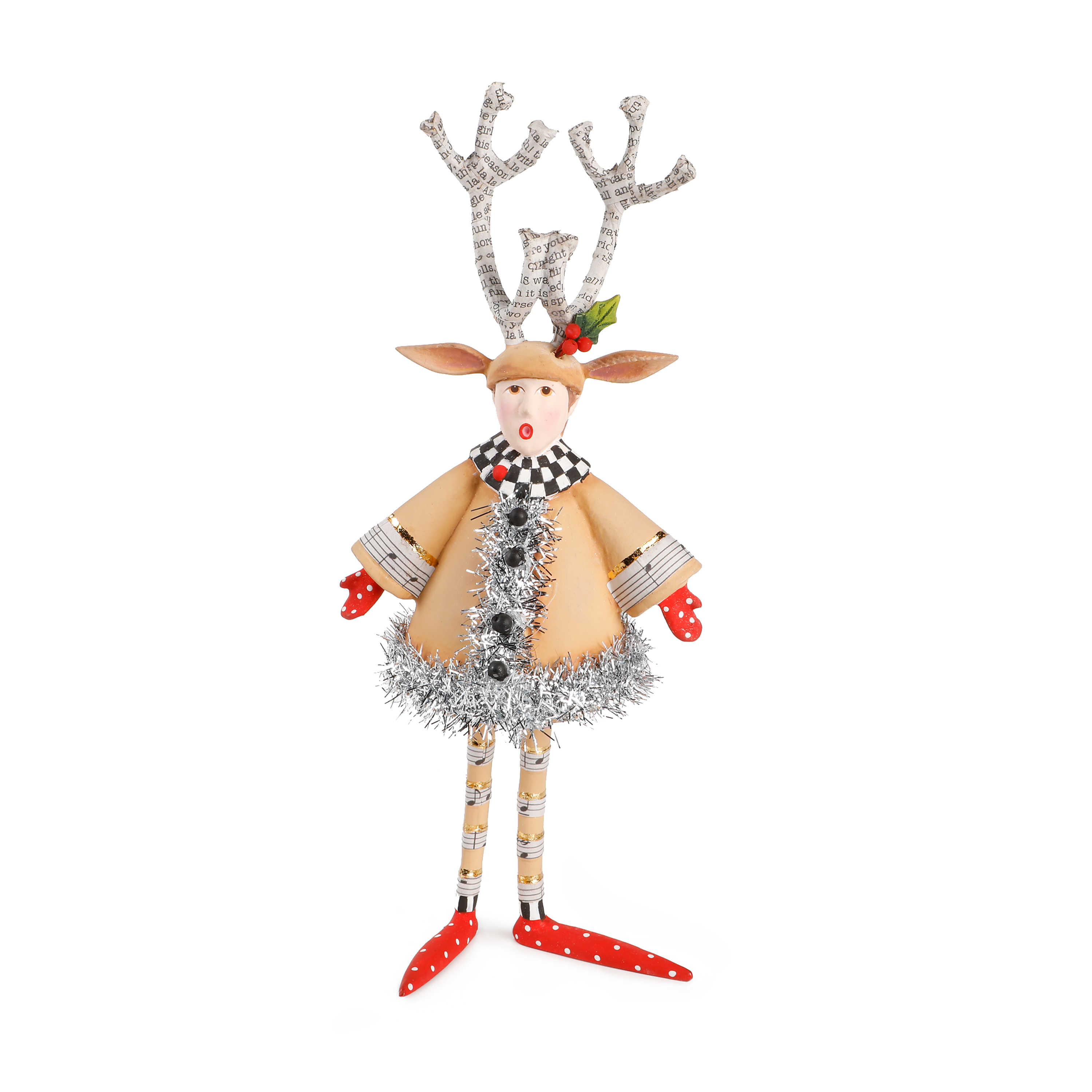 Patience Brewster Lennon Reindeer Boy Holiday Caroler Figure mackenzie-childs Panama 0