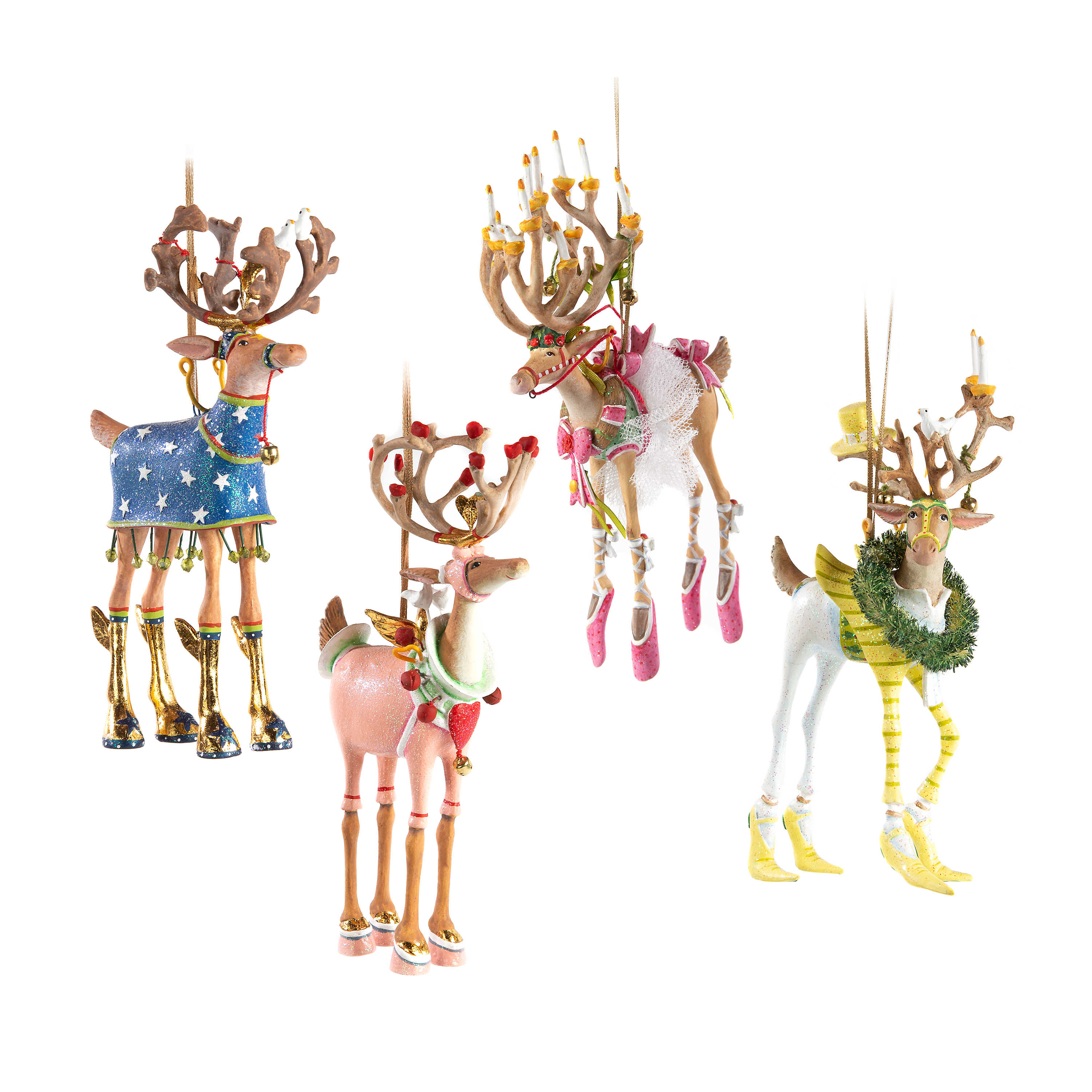 Patience Brewster Dash Away Reindeer Ornament Set-B mackenzie-childs Panama 0