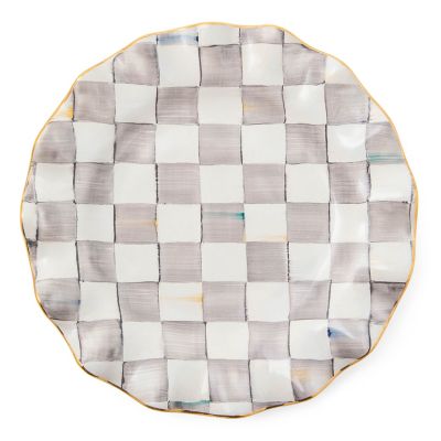 Sterling Check Ceramic Fluted Dinner Plate