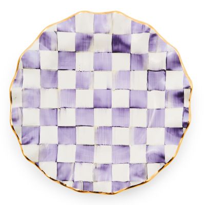 Plum Check Ceramic Fluted Dinner Plate mackenzie-childs Panama 0