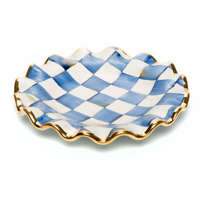 Royal Check Ceramic Fluted Dessert Plate