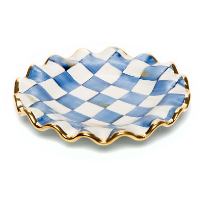 MacKenzie-Childs  Courtly Check Ceramic Fluted Cake Stand