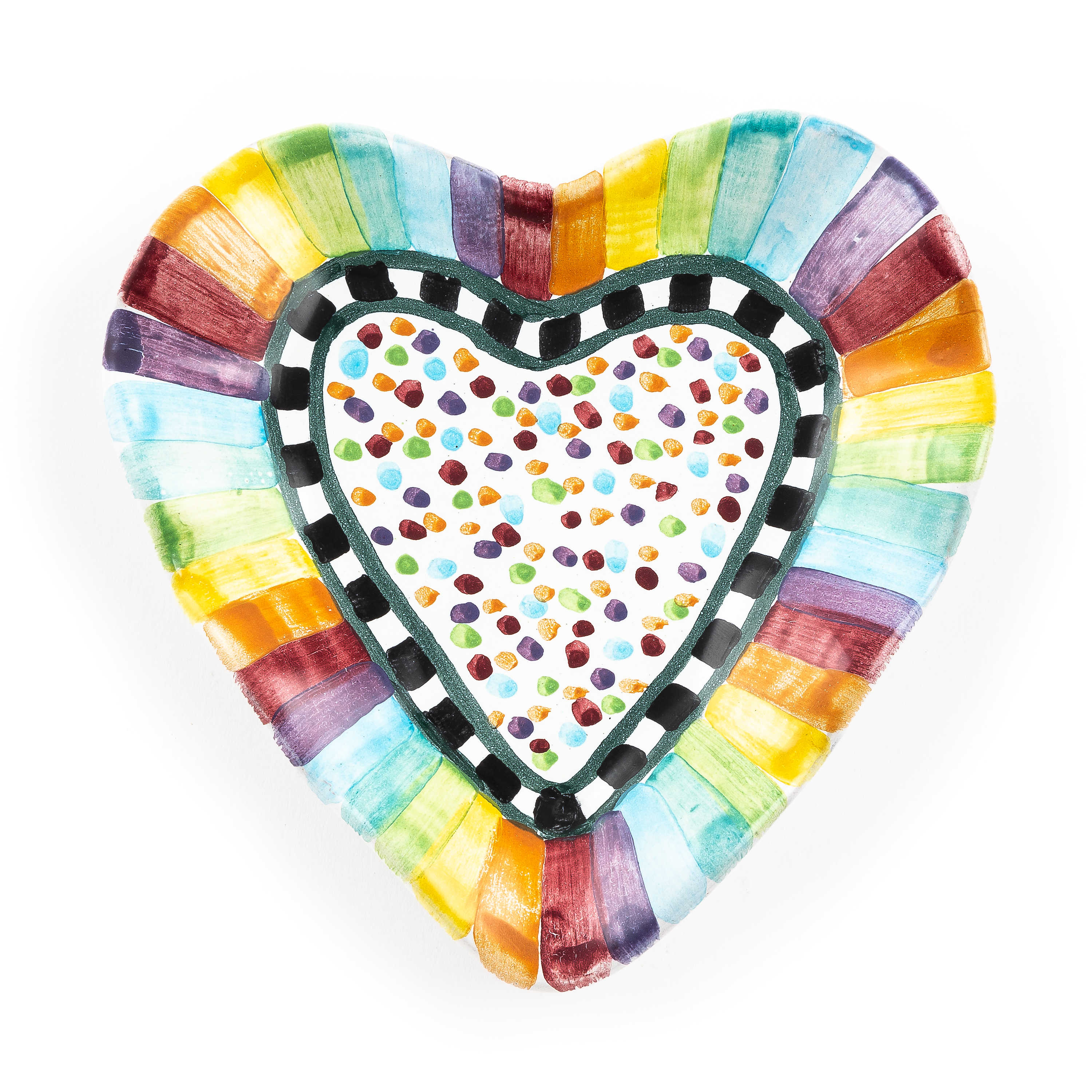 Rainbow Fluted Heart Plate mackenzie-childs Panama 0