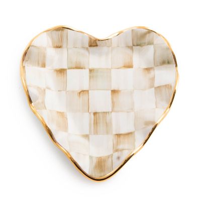 Parchment Check Fluted Heart Plate mackenzie-childs Panama 0