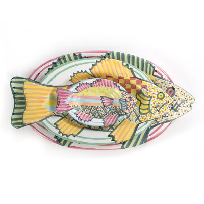 Mackenzie Childs Small Fish Dish Pink