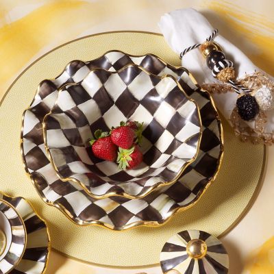 MacKenzie-Childs  Courtly Check Ceramic Fluted Cake Stand