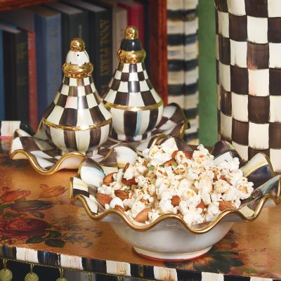 MacKenzie-Childs  Courtly Check Ceramic Fluted Cake Stand