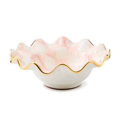 Rosy Check Ceramic Fluted Breakfast Bowl mackenzie-childs Panama 0