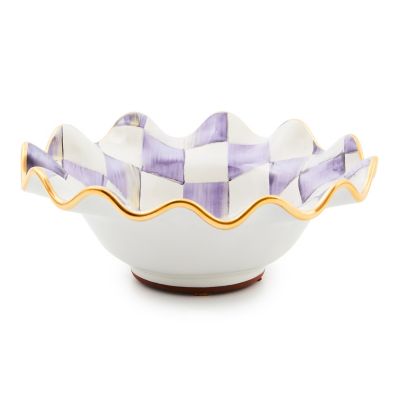 Plum Check Ceramic Fluted Breakfast Bowl mackenzie-childs Panama 0