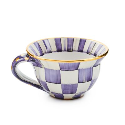 Plum Check Ceramic Teacup mackenzie-childs Panama 0