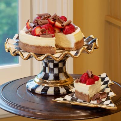 MacKenzie-Childs  Courtly Check Ceramic Fluted Cake Stand