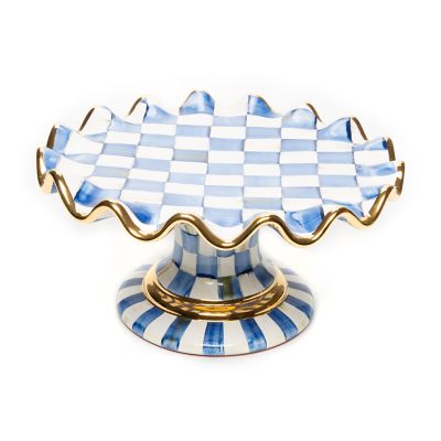 Royal Check Ceramic Fluted Cake Stand mackenzie-childs Panama 0