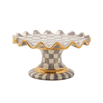 MacKenzie-Childs  Courtly Check Ceramic Fluted Cake Stand