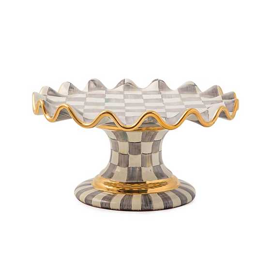 Sterling Check Ceramic Fluted Cake Stand