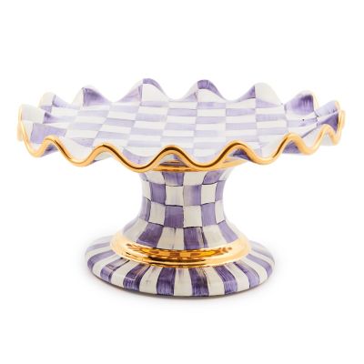 Plum Check Ceramic Fluted Cake Stand mackenzie-childs Panama 0