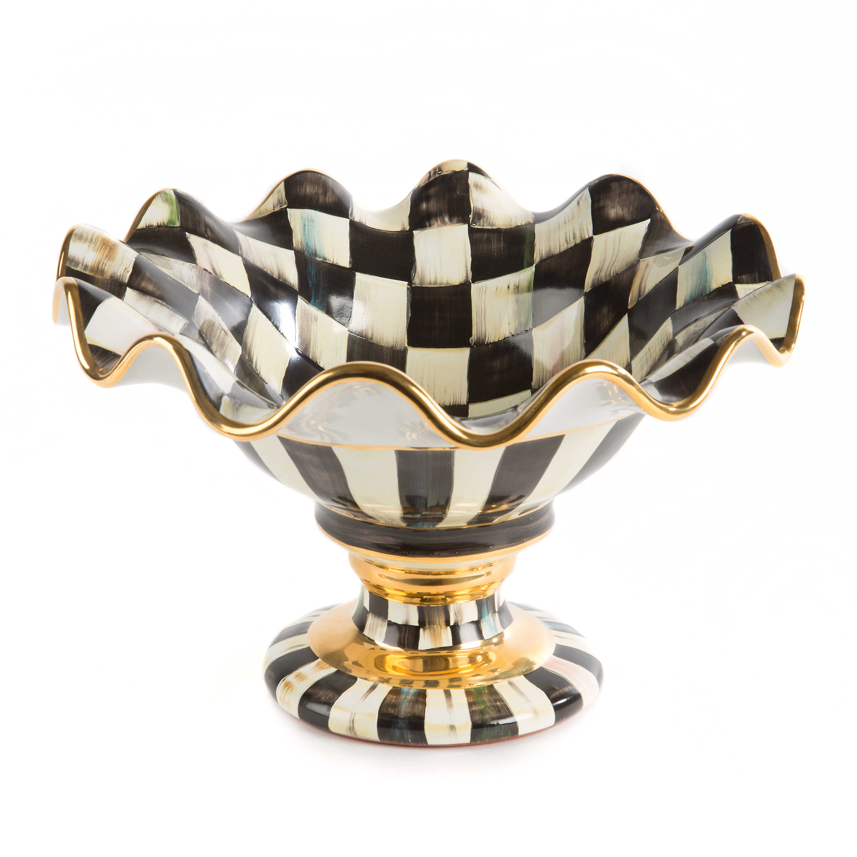 Courtly Check Ceramic Compote mackenzie-childs Panama 0