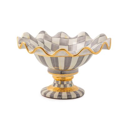 MacKenzie-Childs  Courtly Check Ceramic Fluted Cake Stand