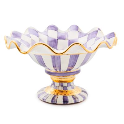 Plum Check Ceramic Compote mackenzie-childs Panama 0