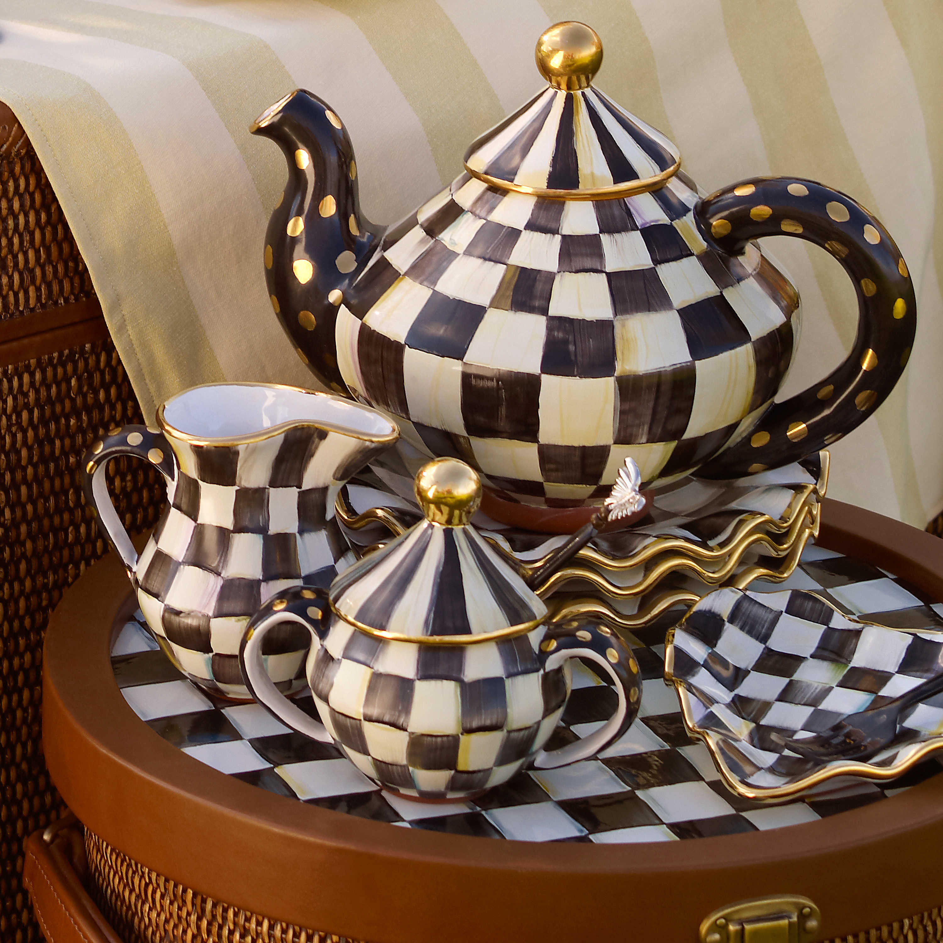 Courtly Check Ceramic Teapot mackenzie-childs Panama 2