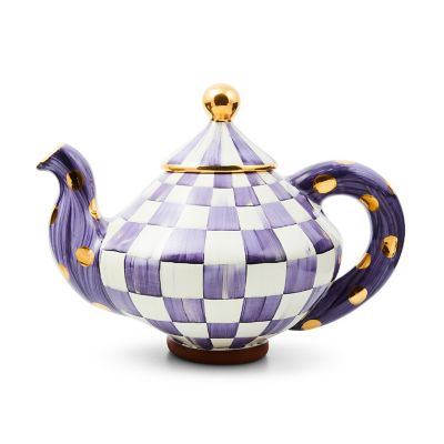 Plum Check Ceramic Teapot mackenzie-childs Panama 0